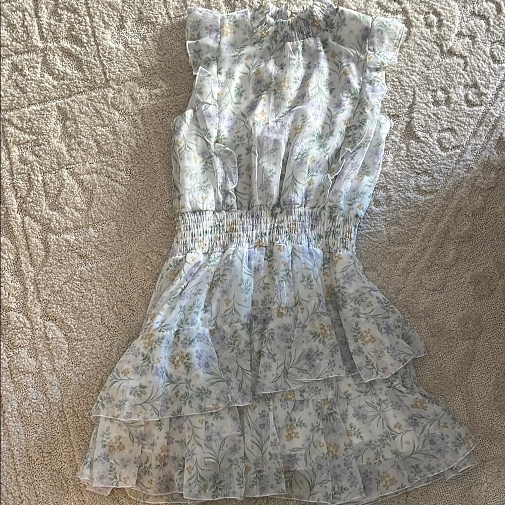 AQUA Floral Ruffle Dress